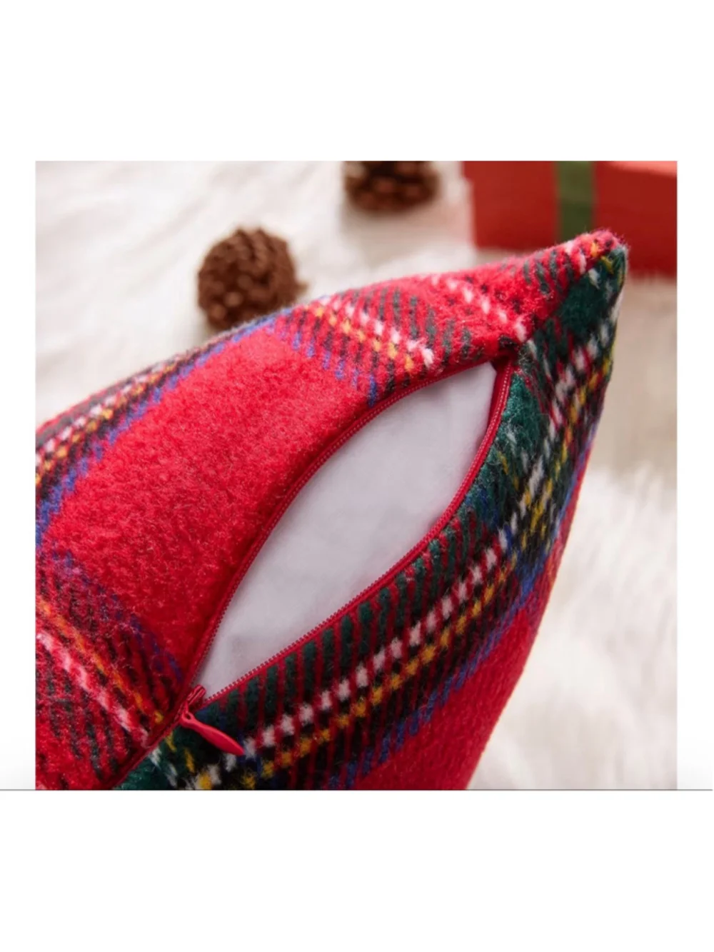 NEW Christmas Holiday Plaid Throw Pillow Cover Scottish Tartan 18”